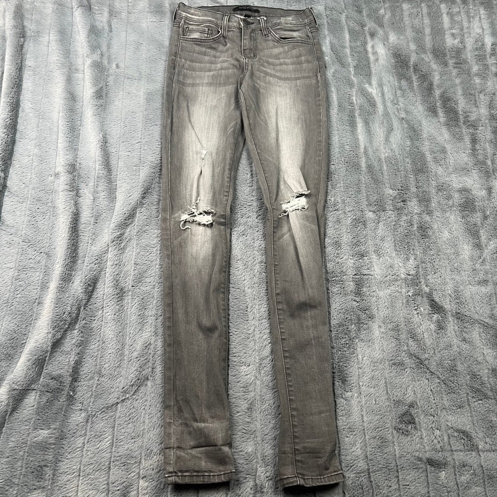 Flying Monkey Mid Rise Skinny Distressed Grey Jeans G1036R Size 25